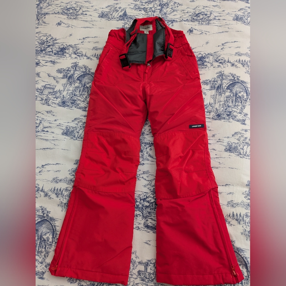 Lands End True Red Snow Bibs Overall, Girl Size 10